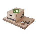 Pack and Move - Lot 10 Cartons Déménagement Stockage M - 60 x 40 x 30 cm - Poignées renforcées - 1 adhésif offert
