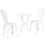 vidaXL Ensemble bistro de jardin 3 pc Blanc Aluminium