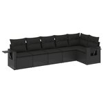 vidaXL Salon de jardin 6 Pièces avec coussins noir résine tressée