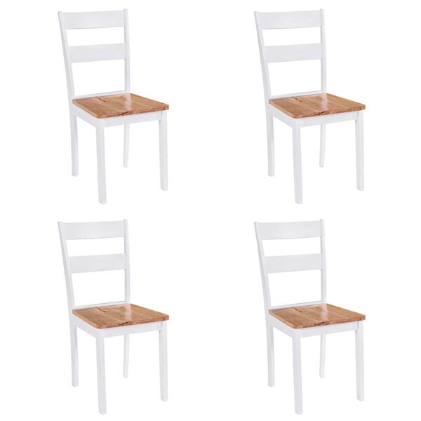 vidaXL Chaises à manger lot de 4 blanc bois d'hévéa massif