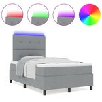 vidaXL Lit à ressorts avec matelas et LED grise  120 x 190 cm  en tissu