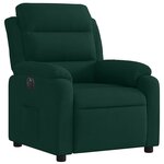 vidaXL Fauteuil inclinable électrique vert foncé velours