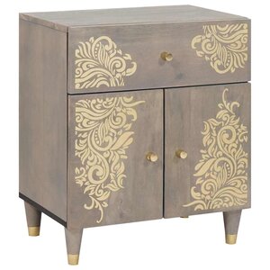 vidaXL Cabinet de chevet Gris 50 x 33 x 60 cm bois de manguier massif