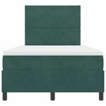 vidaXL Lit à ressort LED avec matelas Vert foncé 120 x 200 cm tissu