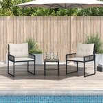 vidaXL Ensemble de meubles d'extérieur 3 Pièces Noir et Blanc