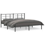 vidaXL Cadre de lit métal sans matelas avec tête de lit noir 183x213cm
