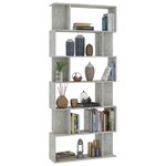 vidaXL Bibliothèque/Séparateur de pièce Gris béton Bois d'ingénierie