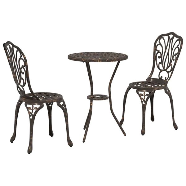 vidaXL Ensemble bistro de jardin 3 pc Bronze Aluminium