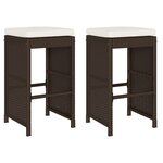 vidaXL Tabourets de bar jardin coussins lot de 2 marron résine tressée