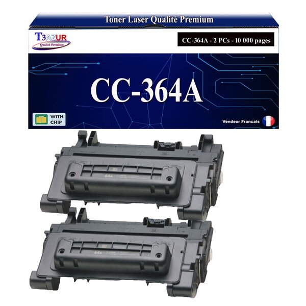 T3AZUR -2x Toners compatibles avec HP CC364A / CE390A (64A/90A) pour HP Laserjet M603  M603DN  M603N  M603XH