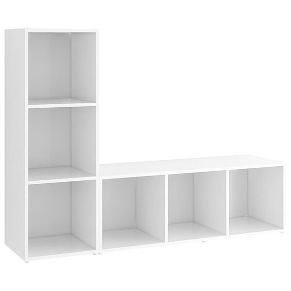 vidaXL Meubles TV 2 Pièces Blanc 107x35x37 cm Bois d'ingénierie