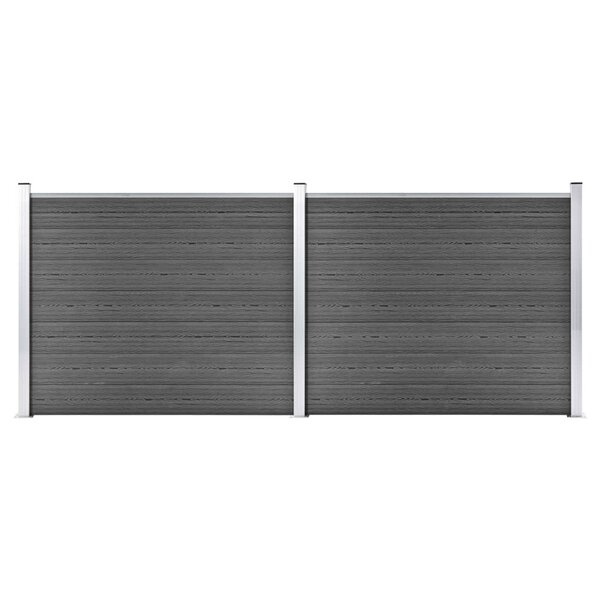 vidaXL Ensemble de panneau de clôture WPC 353x146 cm Noir