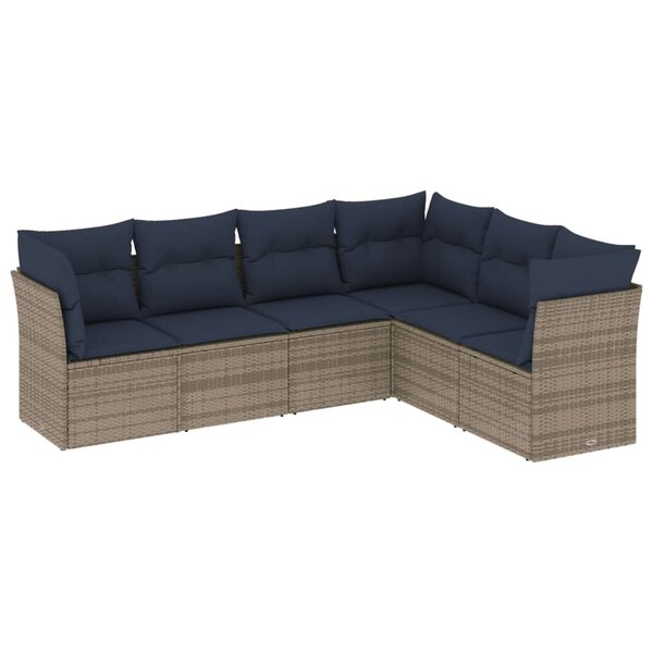 vidaXL Salon de jardin 6 Pièces avec coussins gris résine tressée