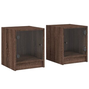 vidaXL Tables de chevet et portes vitrées 2Pièces chêne marron 35x37x42cm