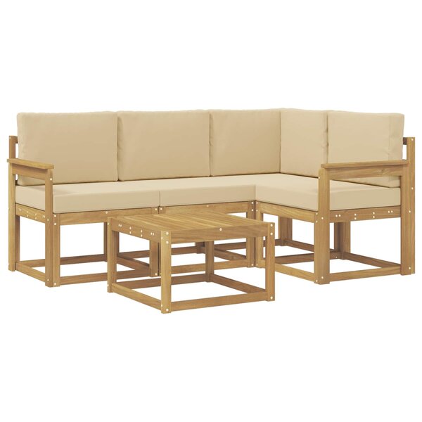 vidaXL Ensemble de canapés d'extérieur 5 Pièces Blanc et Beige