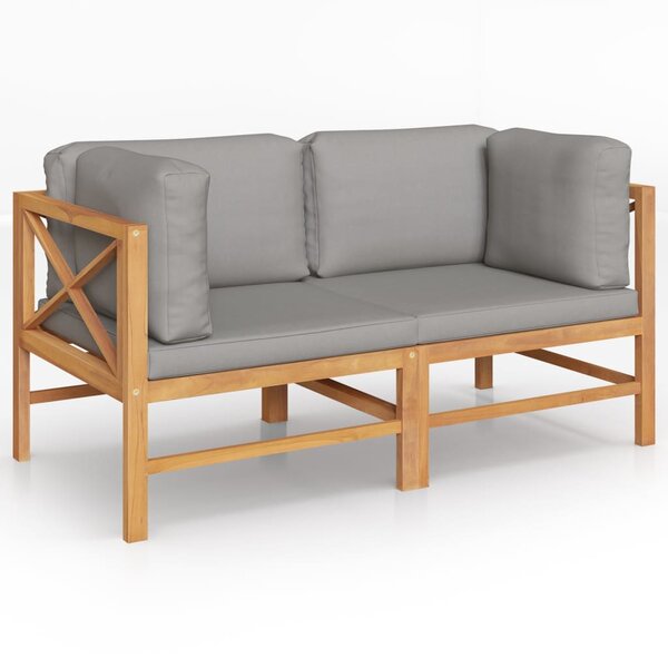 vidaXL Banc de jardin à 2 places avec coussins gris foncé