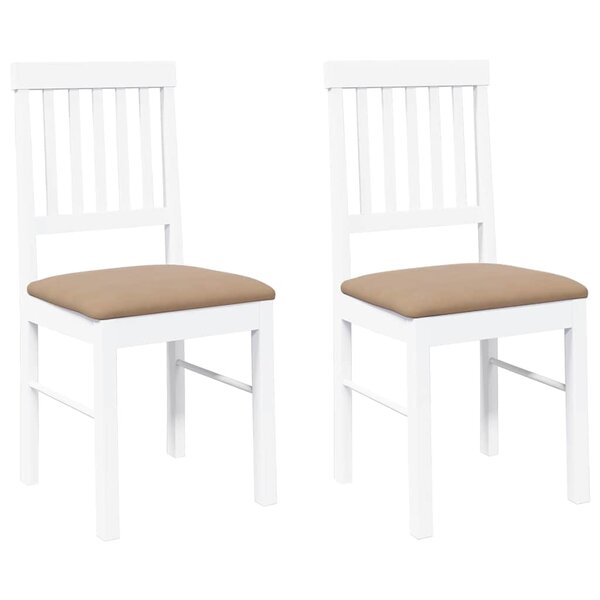 vidaXL Chaises à manger coussins 2 Pièces blanc bois massif caoutchouc