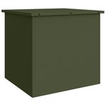 vidaXL Boîte de rangement dehors Verte Olive - 55 x 50 5 x 50 cm  faite en acier laminé à froid.
