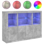 vidaXL Buffets avec lumières LED 3 Pièces gris béton bois d'ingénierie
