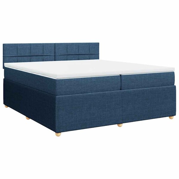 vidaXL Sommier à lattes de lit avec matelas Bleu 200x200 cm Tissu