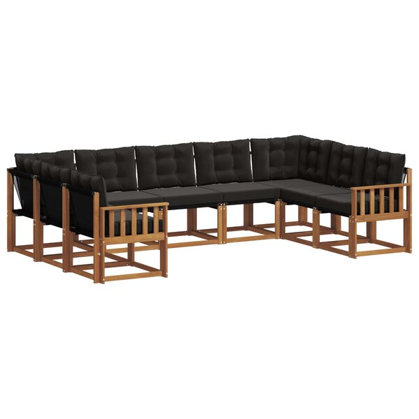 vidaXL Ensemble de canapés d'extérieur 9 pc Naturel et Noir