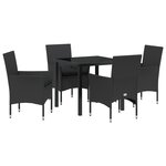 vidaXL Ensemble de salle à manger de jardin 5 pièces avec coussins  noir en résine tressée.
