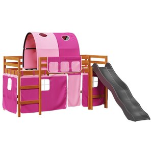 vidaXL Lit mezzanine enfants avec tunnel rose 80x200cm bois pin massif