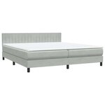 vidaXL Sommier à lattes de lit et matelas et LED gris clair 180x220cm velours
