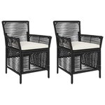 vidaXL Chaise d'Extérieur avec coussin 2 Pièces Noir et Crème polyrotin