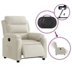 vidaXL Fauteuil inclinable électrique Crème Velours