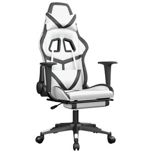 vidaXL Chaise de jeu avec repose-pied Blanc et noir Similicuir