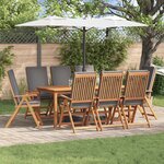 Chaises de jardin inclinables vidaXL avec coussins - 8 pièces en bois de teck massif