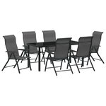 vidaXL Ensemble de salle à manger pour jardin 7 Pièces Gris Poly rotin