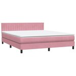 vidaXL Sommier à lattes de lit avec matelas et LED rose 180x210 cm velours
