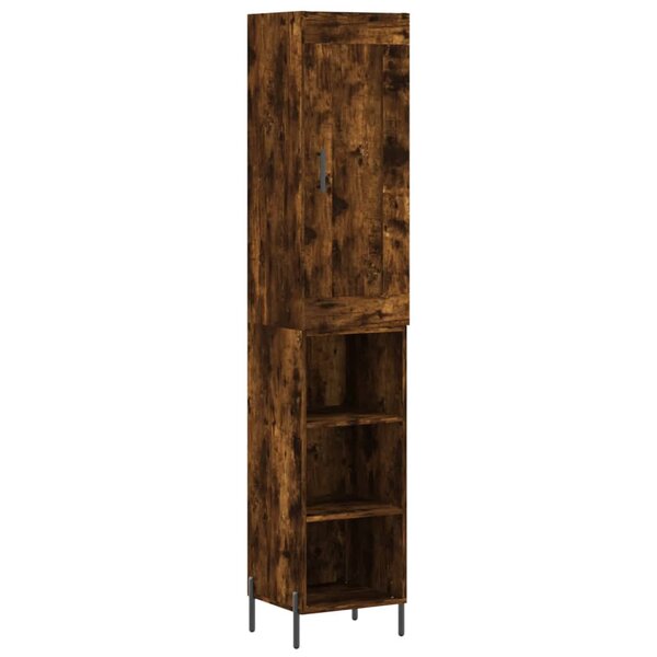 vidaXL Buffet haut Chêne fumé 34 5x34x180 cm Bois d'ingénierie