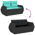 vidaXL Salon de jardin 9 Pièces avec coussins noir résine tressée