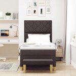 vidaXL Lit à ressorts avec matelas Marron foncé 90 x 200 cm tissu