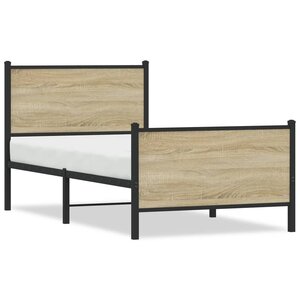 vidaXL Cadre de lit en métal sans matelas chêne sonoma 75x190 cm