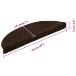 vidaXL Tapis d'escalier auto-adhésifs 20 pièces 56 x 17 x 3 cm Marron Demi-rond