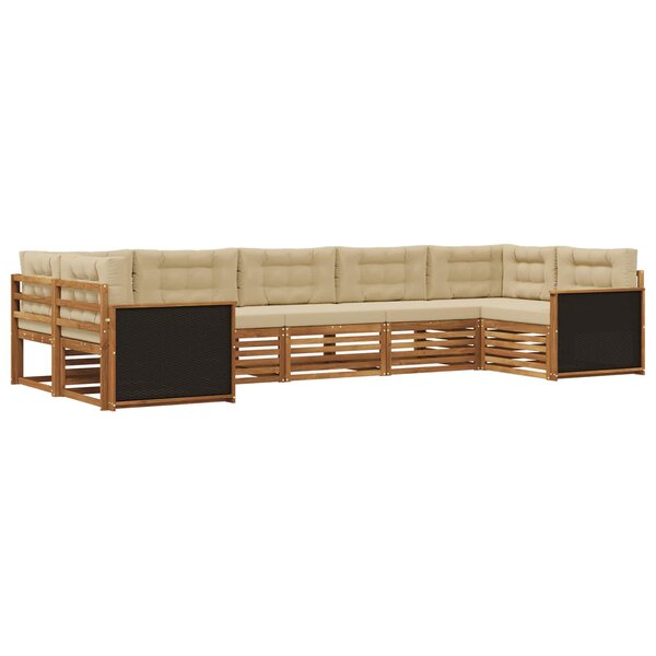 vidaXL Ensemble de canapés d'extérieur 7 Pièces Naturel et Beige