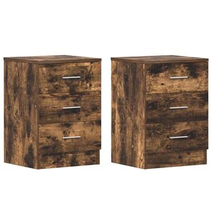 vidaXL Tables de chevet 2 Pièces Chêne fumé 38x35x56 cm Bois d'ingénierie