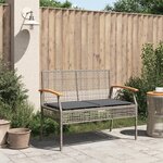 vidaXL Banc de jardin avec coussin gris résine tressée et acacia
