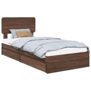 vidaXL Lit de Rangement Chêne brun 75 x 190 cm Bois d'ingénierie