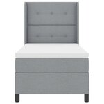 Lit box avec matelas gris clair 90x190 cm en tissu