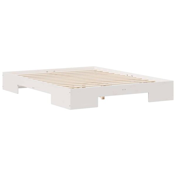 vidaXL Cadre de lit surélevé avec stockage Blanc Bois massif en pin