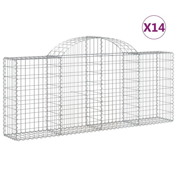 vidaXL Paniers à gabions arqués 14 Pièces 200x30x80/100 cm Fer galvanisé