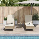 vidaXL Chaise longue avec coussin 2 Pièces Beige 35 x 35 x 32cm polyrotin