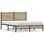 vidaXL Cadre de lit en métal sans matelas chêne sonoma 137x190 cm