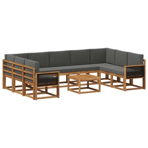 vidaXL Ensemble de canapés d'extérieur 10 Pièces Naturel et Anthracite