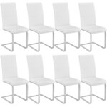 Lot de 8 chaises pieds acier siège de salon cuisine salle à manger design carré élégant blanc 08_0000091